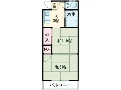倉島荘(2K/2階)の間取り写真