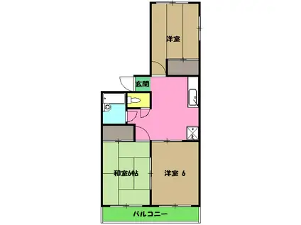コーポリカⅡ(3DK/3階)の間取り写真