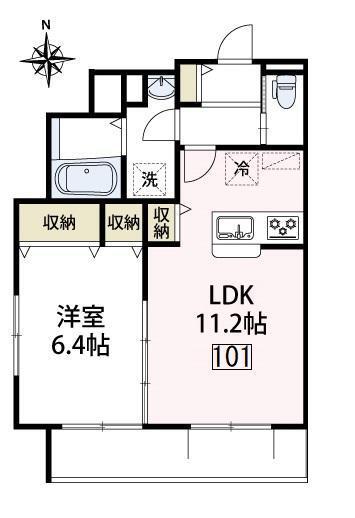 ラヴェンフォート小園(1LDK/1階)の間取り写真