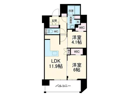 ソルティア東梅田(2LDK/14階)の間取り写真