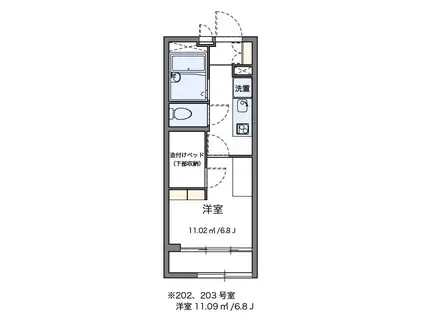 レオパレス湯河原VILLA(1K/2階)の間取り写真