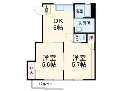 ガーデンハイツ桜台(2DK/2階)の間取り写真