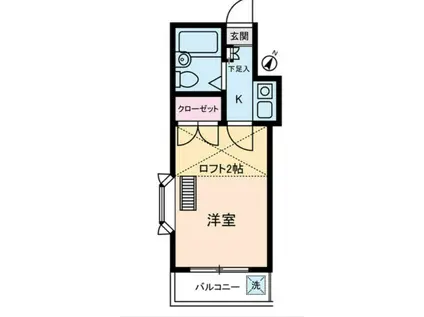 アムス谷塚(1K/2階)の間取り写真
