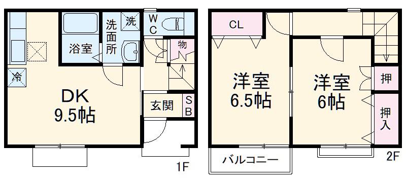 Ｅ．Ｌ．Ｔ．　Ｂ(2DK)の間取り写真