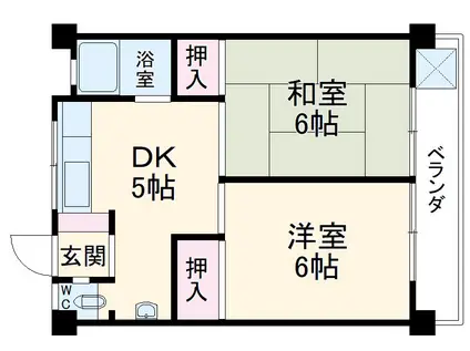 名鉄瀬戸線 尾張瀬戸駅 徒歩14分 3階建 築55年(2DK/2階)の間取り写真