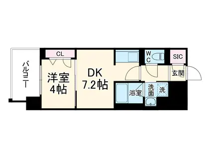 REFISIA 箕面船場(1DK/4階)の間取り写真