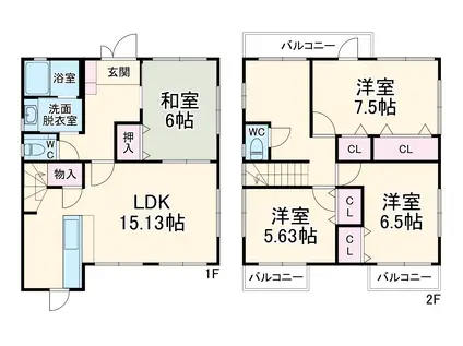 京成電鉄本線 京成大和田駅 徒歩19分 2階建 築27年(4LDK)の間取り写真