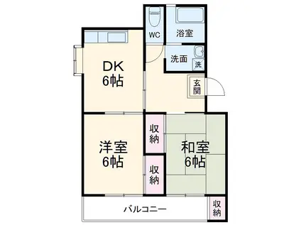 メゾン3ブリッジ(2DK/1階)の間取り写真