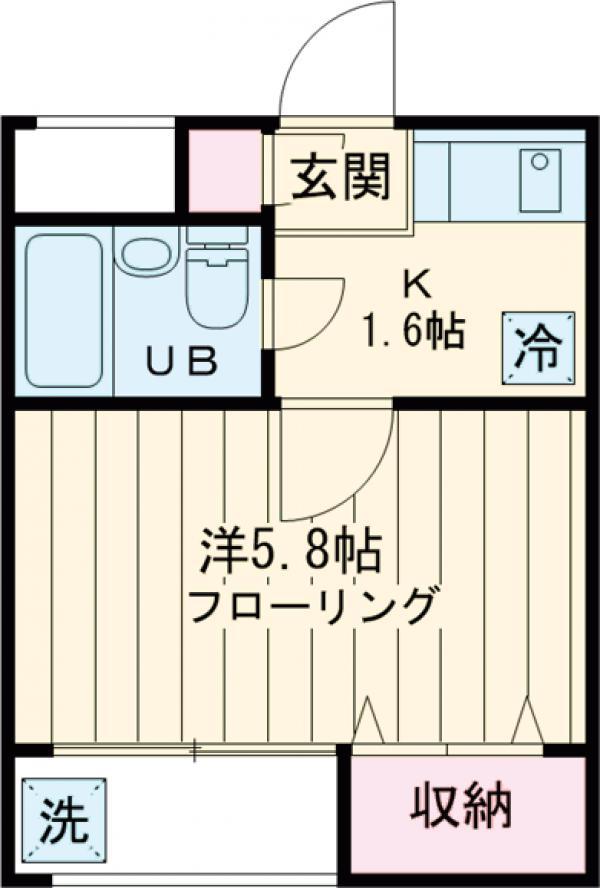 ヒルハウス(1K/2階)の間取り写真