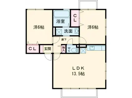 サニーサイド(2LDK/2階)の間取り写真