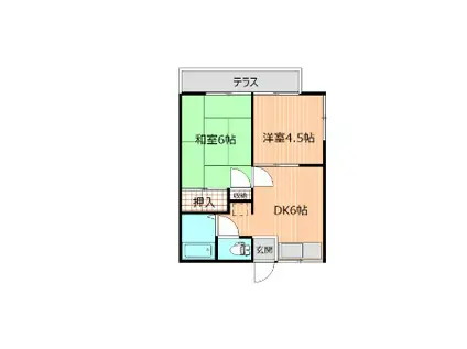 ハイツエフワイⅠ号棟(2DK/1階)の間取り写真