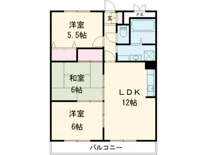 ベルメゾン小鳥弐番館(3LDK/1階)の間取り写真