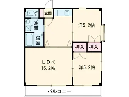 オアシス(2LDK/4階)の間取り写真
