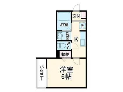 MARK DUO大和田Ⅰ(1K/2階)の間取り写真