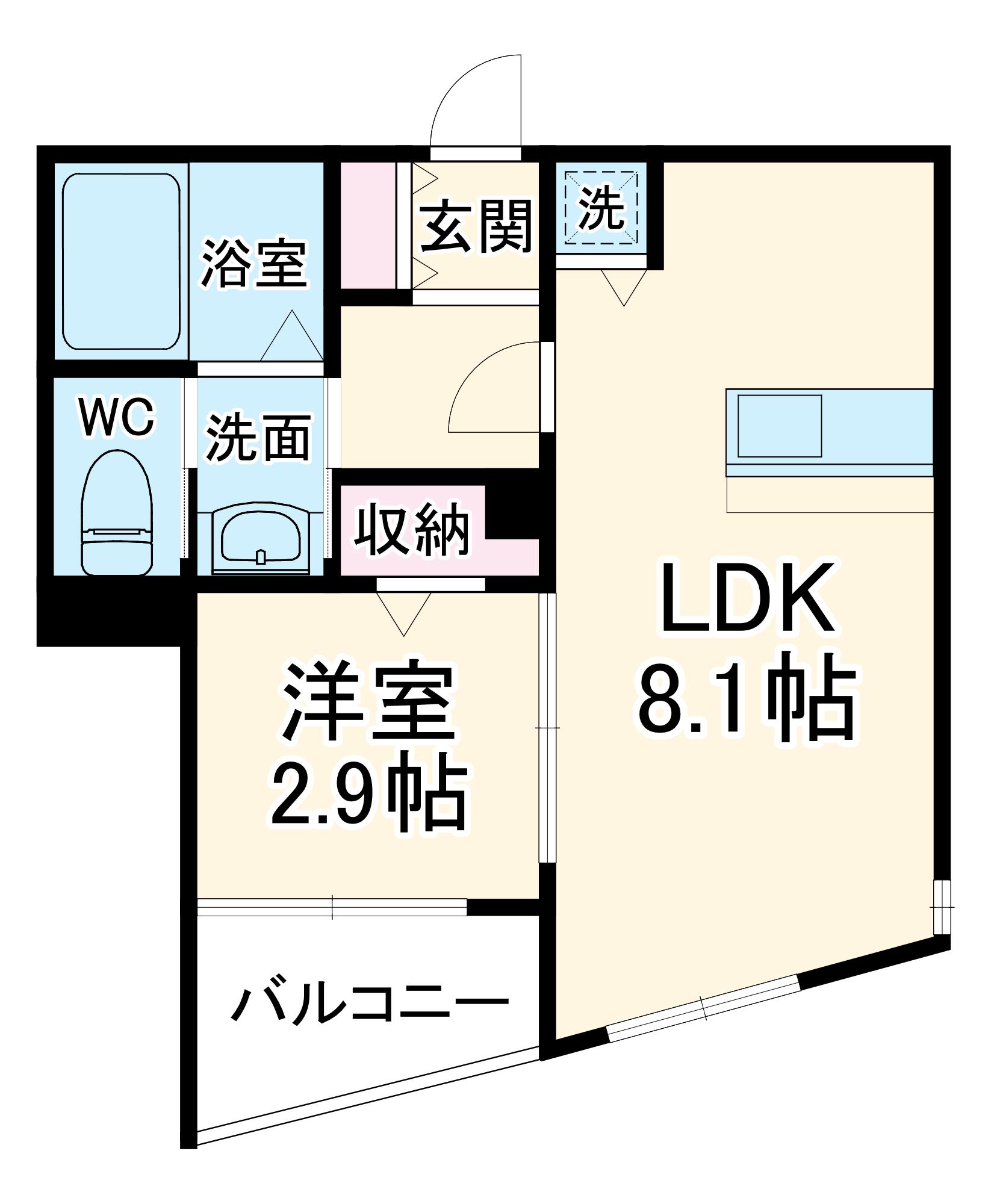 MARK DUO大和田Ⅰ(1LDK/1階)の間取り写真