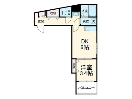 MARK DUO大和田Ⅰ(1DK/3階)の間取り写真