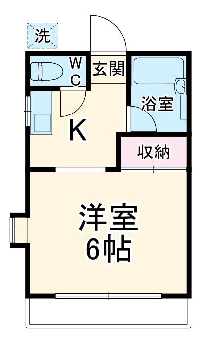 レクス入船(1K/2階)の間取り写真