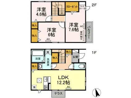 名鉄豊川線 諏訪町駅 徒歩11分 2階建 築6年(3LDK)の間取り写真