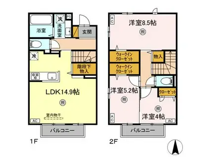 メゾンショコラ(3LDK/1階)の間取り写真