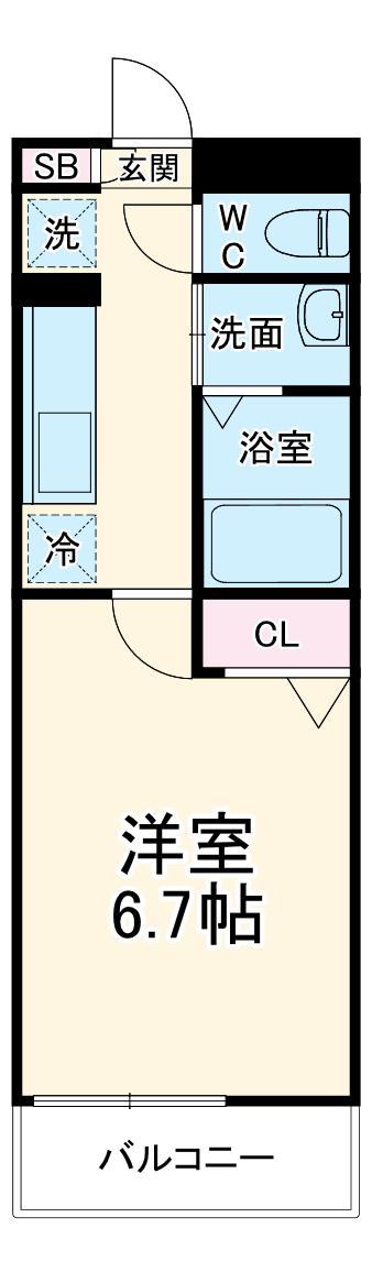 アムール横須賀中央(1K/2階)の間取り写真