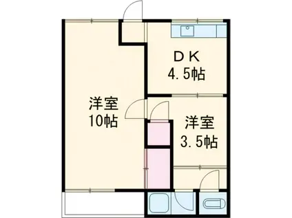 ISE伊勢綾園7703B棟(2DK/2階)の間取り写真