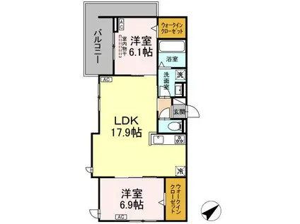 D-AVANCE柱II(2LDK/3階)の間取り写真