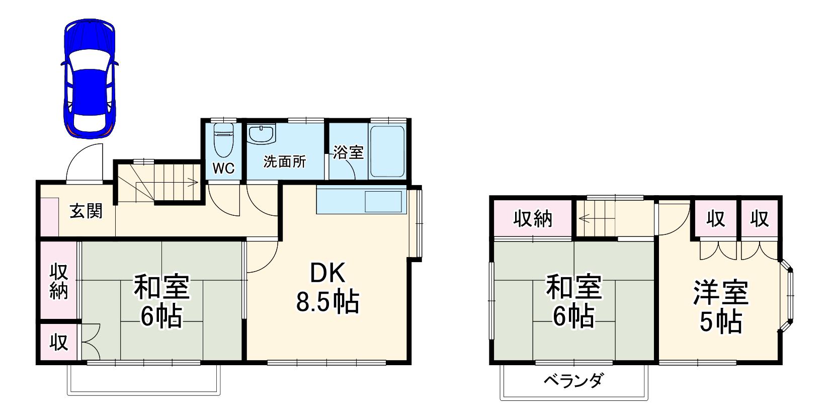 東武鉄道東上線 男衾駅 徒歩24分 2階建 築43年(3DK)の間取り写真