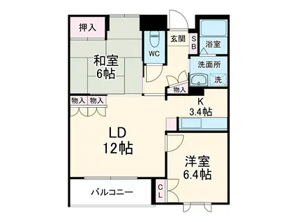 初音マンション(2LDK/2階)の間取り写真