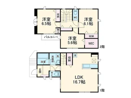 京浜東北・根岸線 南浦和駅 徒歩11分 1階建 築1年(3LDK)の間取り写真