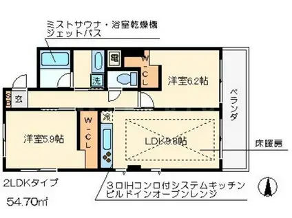 IL ROSSO 堀川六角(2LDK/5階)の間取り写真