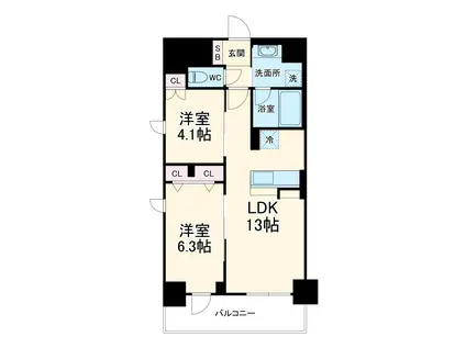 CEDER NORITAKE(2LDK/5階)の間取り写真