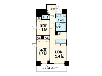 CEDER NORITAKE(2LDK/8階)の間取り写真