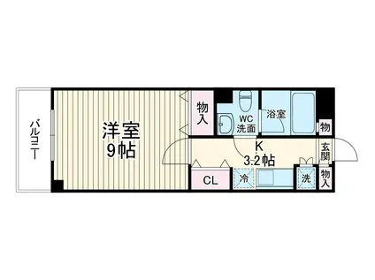 グランドテラス深見台(1K/4階)の間取り写真