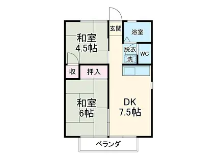 シティハイツⅠ(2DK/1階)の間取り写真