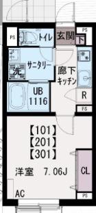 イクシオ文蔵(1K/1階)の間取り写真