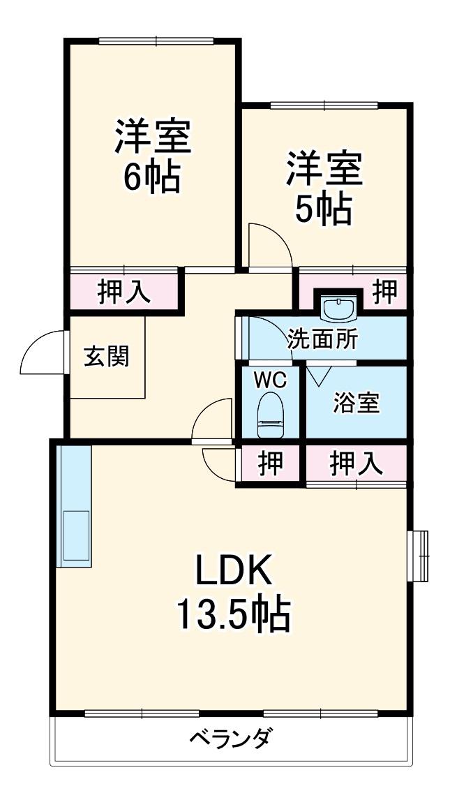 アメニティ飯野(2LDK/1階)の間取り写真