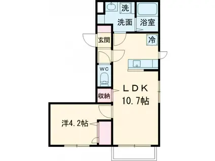 カーサ・エン・コリーナ(1LDK/1階)の間取り写真