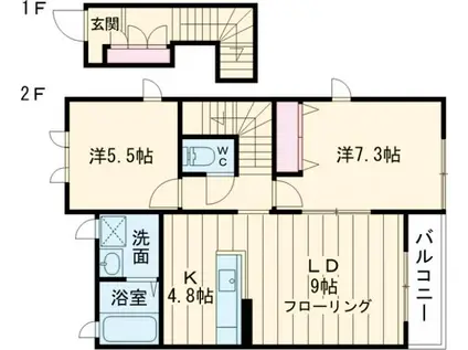 シャーメゾンMUKUROJIコートC棟(2LDK/2階)の間取り写真