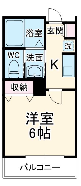 MARK DUO狭山Ⅳ(1K/1階)の間取り写真