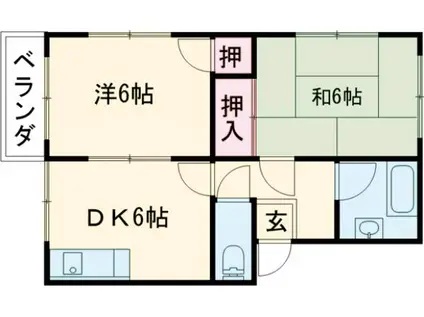 さんぐりーんナガイ(2DK/2階)の間取り写真