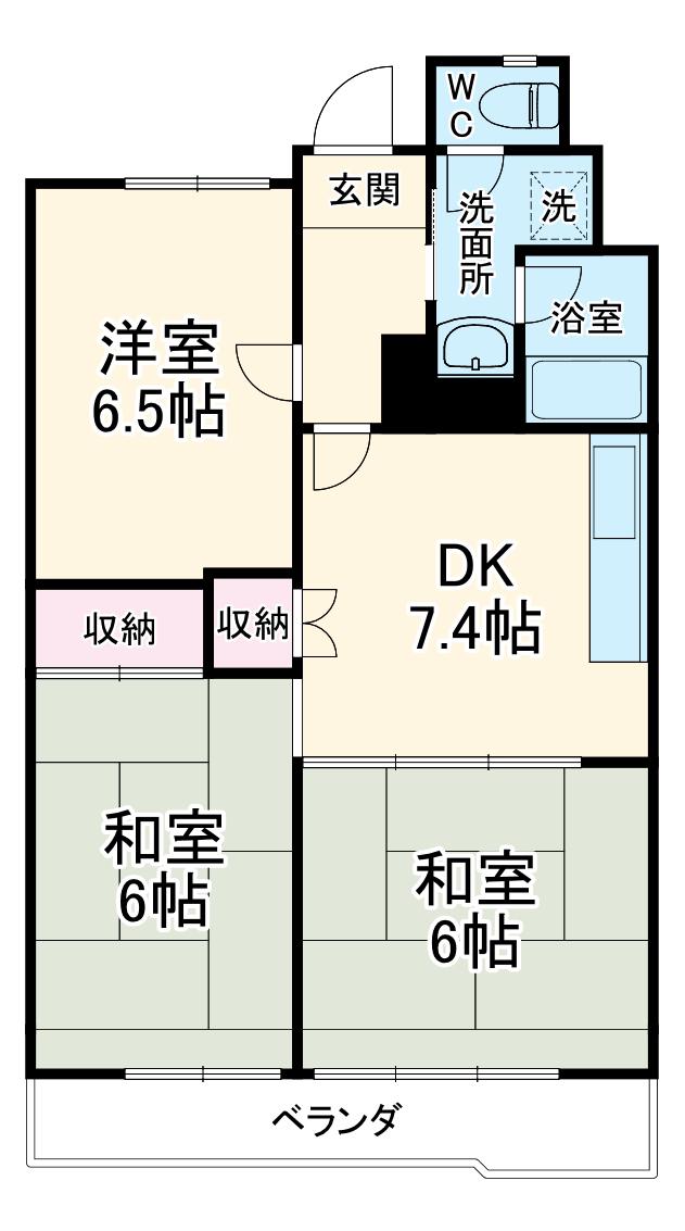 脇田ビル(3DK/6階)の間取り写真