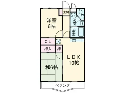 ハイツ花水木Ⅲ(2DK/4階)の間取り写真