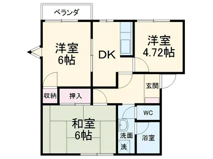 シティハイムクラリスH(3DK/1階)の間取り写真