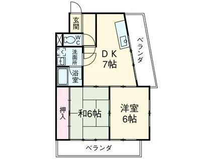 エステートⅡ(2DK/6階)の間取り写真