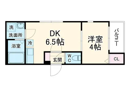 フェアリー服部天神(1DK/1階)の間取り写真