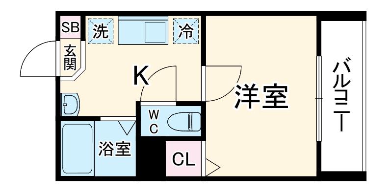 メルディア相模原(1K/1階)の間取り写真