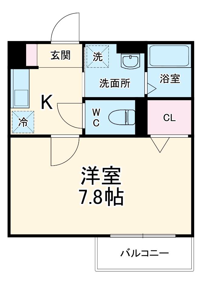 クロレ南流山Ⅴ(1K/2階)の間取り写真