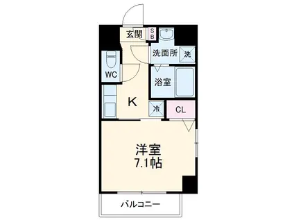 プランドール名駅(1K/7階)の間取り写真