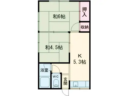 ハウスたぐち(2K/1階)の間取り写真