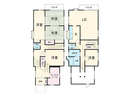 小田急電鉄小田原線 本厚木駅 バス乗車時間：15分 清水バス停で下車 徒歩3分 2階建 築39年(5SLDK)の間取り写真